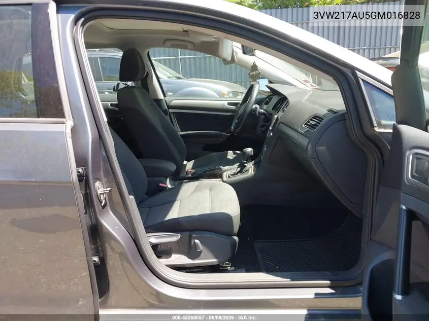 2016 Volkswagen Golf Tsi S 4-Door VIN: 3VW217AU5GM016828 Lot: 45268057