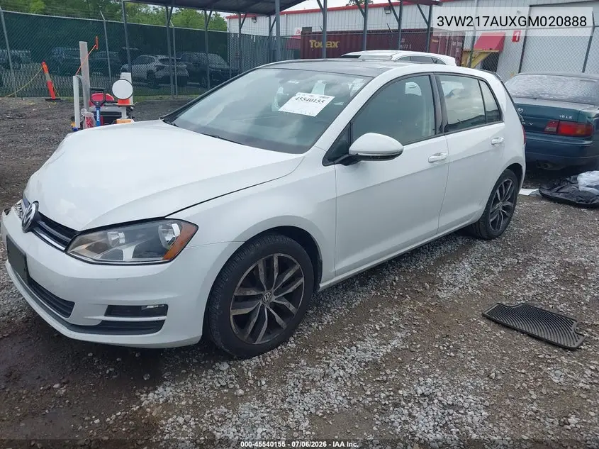 2016 Volkswagen Golf Tsi Se 4-Door VIN: 3VW217AUXGM020888 Lot: 45540155