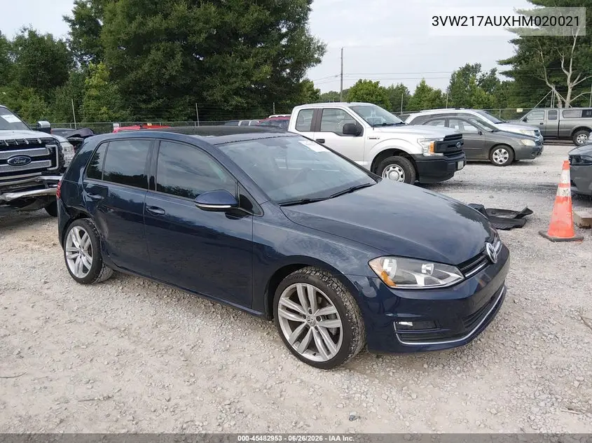 2017 Volkswagen Golf Tsi S 4-Door/Tsi Se 4-Door/Tsi Sel 4-Door/Tsi Wolfsburg Edition 4-Door VIN: 3VW217AUXHM020021 Lot: 45482953