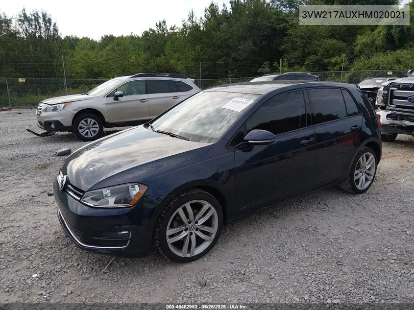 2017 Volkswagen Golf Tsi S 4-Door/Tsi Se 4-Door/Tsi Sel 4-Door/Tsi Wolfsburg Edition 4-Door VIN: 3VW217AUXHM020021 Lot: 45482953