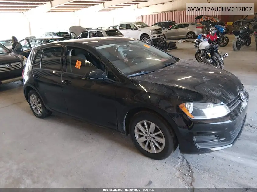 2017 Volkswagen Golf Tsi S 4-Door/Tsi Se 4-Door/Tsi Sel 4-Door/Tsi Wolfsburg Edition 4-Door VIN: 3VW217AU0HM017807 Lot: 45536408