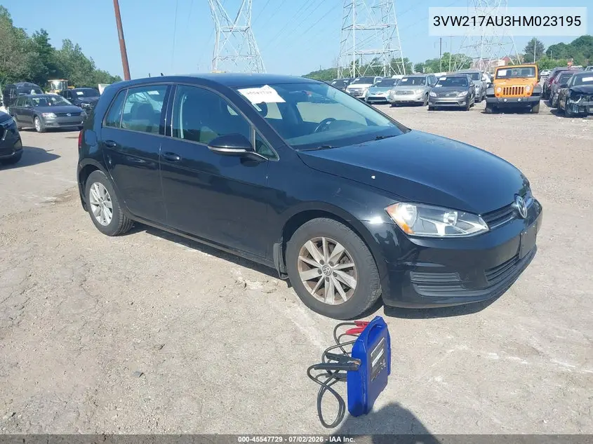 2017 Volkswagen Golf Tsi S 4-Door/Tsi Se 4-Door/Tsi Sel 4-Door/Tsi Wolfsburg Edition 4-Door VIN: 3VW217AU3HM023195 Lot: 45547729