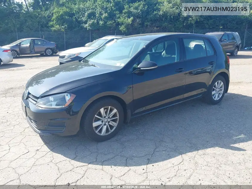 2017 Volkswagen Golf Tsi S 4-Door/Tsi Se 4-Door/Tsi Sel 4-Door/Tsi Wolfsburg Edition 4-Door VIN: 3VW217AU3HM023195 Lot: 45547729