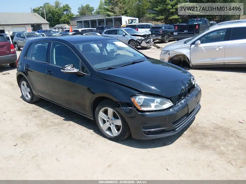 2017 Volkswagen Golf Tsi S 4-Door/Tsi Se 4-Door/Tsi Sel 4-Door/Tsi Wolfsburg Edition 4-Door VIN: 3VW217AU3HM018496 Lot: 45560318