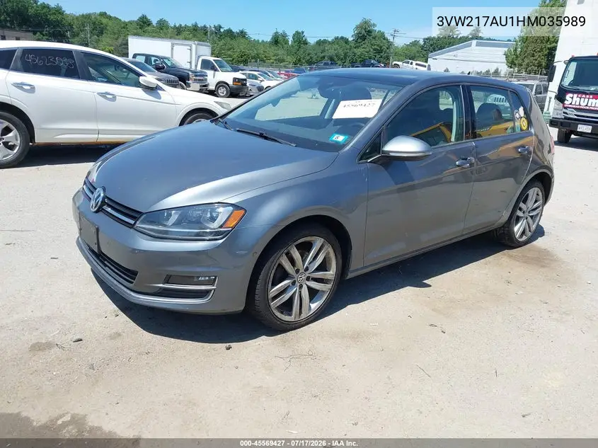 2017 Volkswagen Golf Tsi S 4-Door/Tsi Se 4-Door/Tsi Sel 4-Door/Tsi Wolfsburg Edition 4-Door VIN: 3VW217AU1HM035989 Lot: 45569427