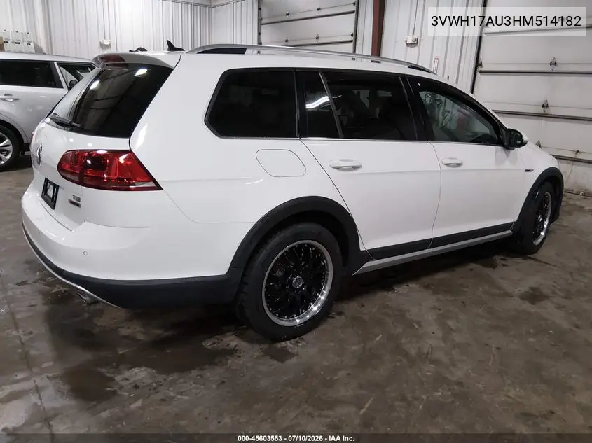 2017 Volkswagen Golf Alltrack Tsi S/Tsi Se/Tsi Sel VIN: 3VWH17AU3HM514182 Lot: 45603553