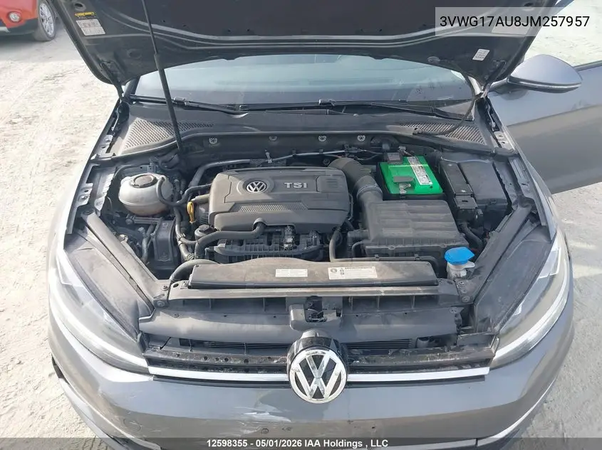 2018 Volkswagen Golf S/Se VIN: 3VWG17AU8JM257957 Lot: 12598355