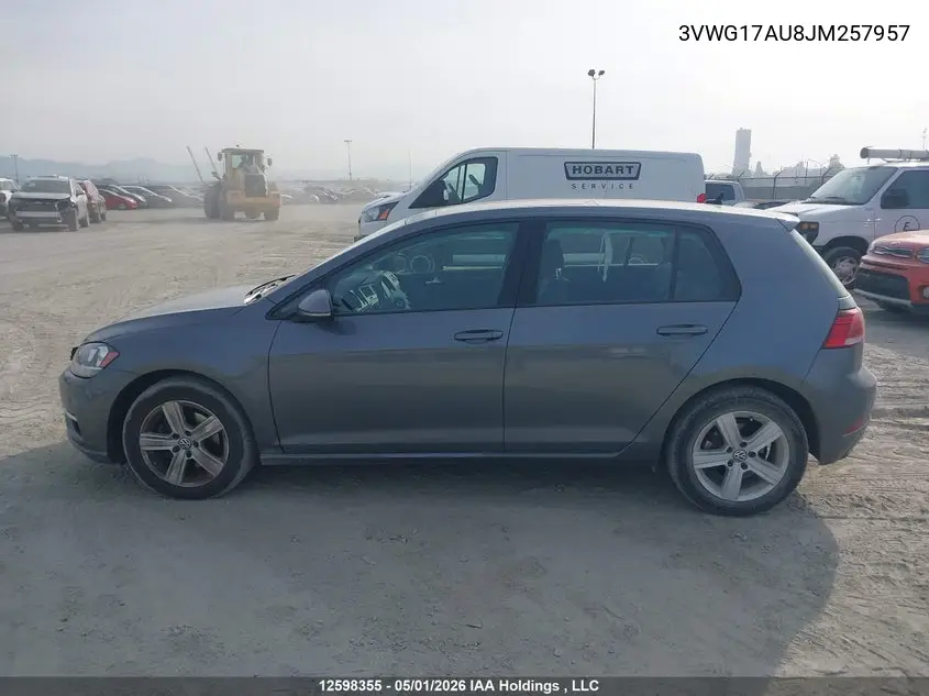 2018 Volkswagen Golf S/Se VIN: 3VWG17AU8JM257957 Lot: 12598355