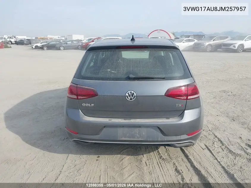 2018 Volkswagen Golf S/Se VIN: 3VWG17AU8JM257957 Lot: 12598355