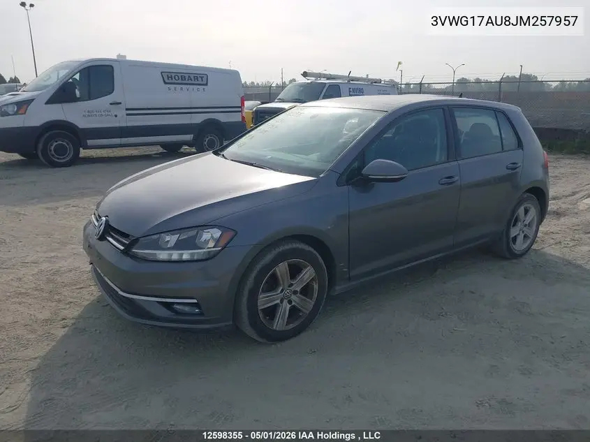 2018 Volkswagen Golf S/Se VIN: 3VWG17AU8JM257957 Lot: 12598355