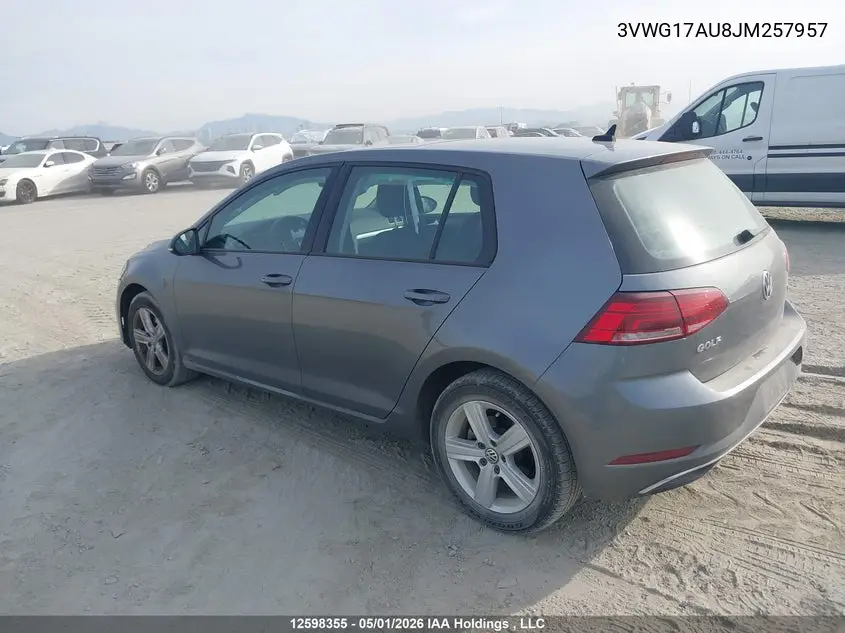 2018 Volkswagen Golf S/Se VIN: 3VWG17AU8JM257957 Lot: 12598355