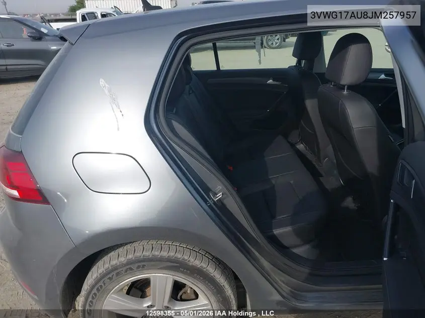 2018 Volkswagen Golf S/Se VIN: 3VWG17AU8JM257957 Lot: 12598355