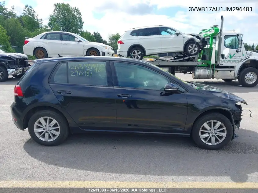 2018 Volkswagen Golf S/Se VIN: 3VWB17AU1JM296481 Lot: 12631393