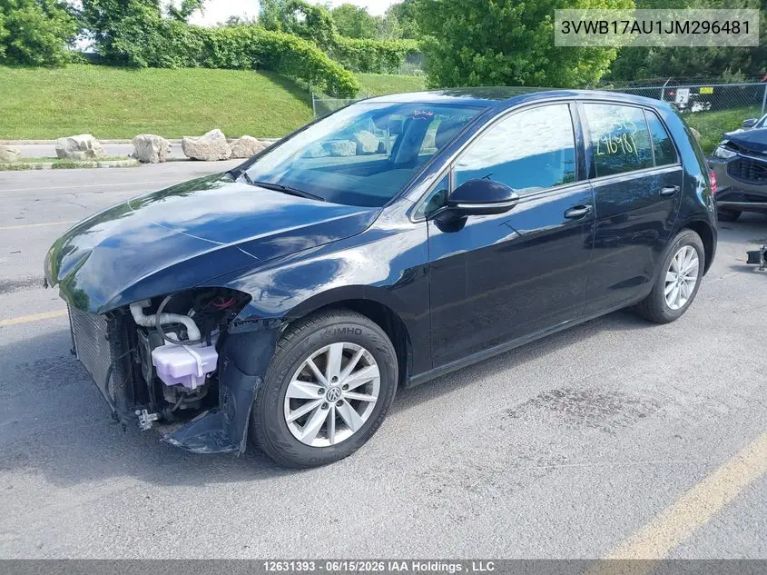2018 Volkswagen Golf S/Se VIN: 3VWB17AU1JM296481 Lot: 12631393