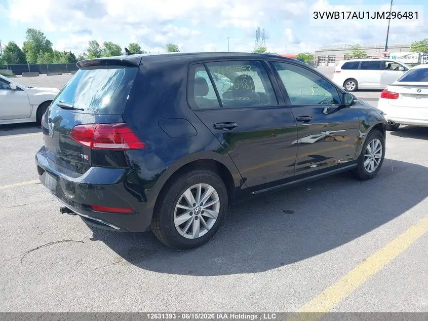 2018 Volkswagen Golf S/Se VIN: 3VWB17AU1JM296481 Lot: 12631393