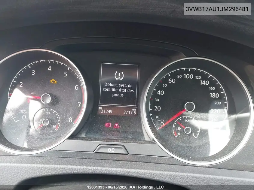 2018 Volkswagen Golf S/Se VIN: 3VWB17AU1JM296481 Lot: 12631393