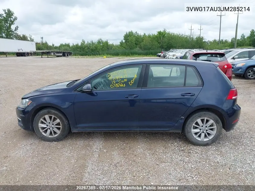 2018 Volkswagen Golf 1.8 Tsi VIN: 3VWG17AU3JM285214 Lot: 20267385