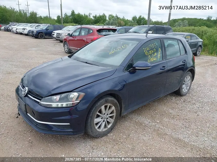 2018 Volkswagen Golf 1.8 Tsi VIN: 3VWG17AU3JM285214 Lot: 20267385
