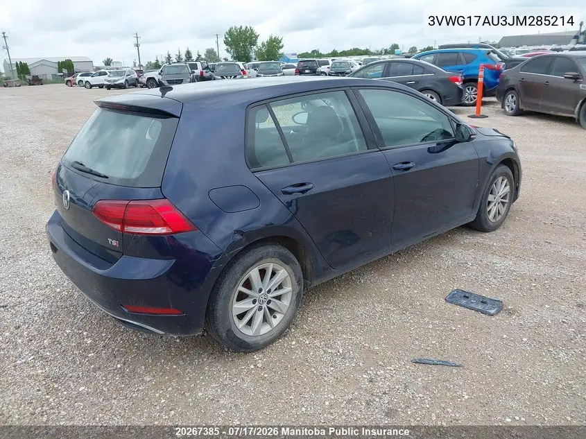2018 Volkswagen Golf 1.8 Tsi VIN: 3VWG17AU3JM285214 Lot: 20267385