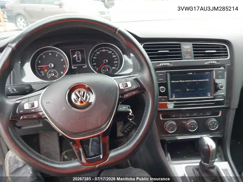 2018 Volkswagen Golf 1.8 Tsi VIN: 3VWG17AU3JM285214 Lot: 20267385