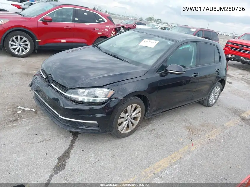 2018 Volkswagen Golf Tsi S/Tsi Se VIN: 3VWG17AU8JM280736 Lot: 45341402