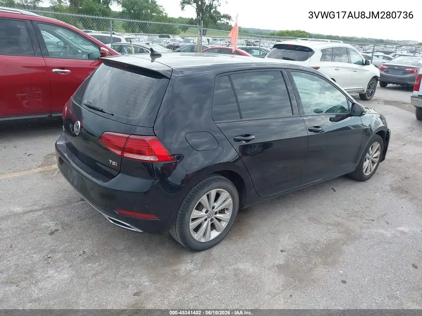 2018 Volkswagen Golf Tsi S/Tsi Se VIN: 3VWG17AU8JM280736 Lot: 45341402