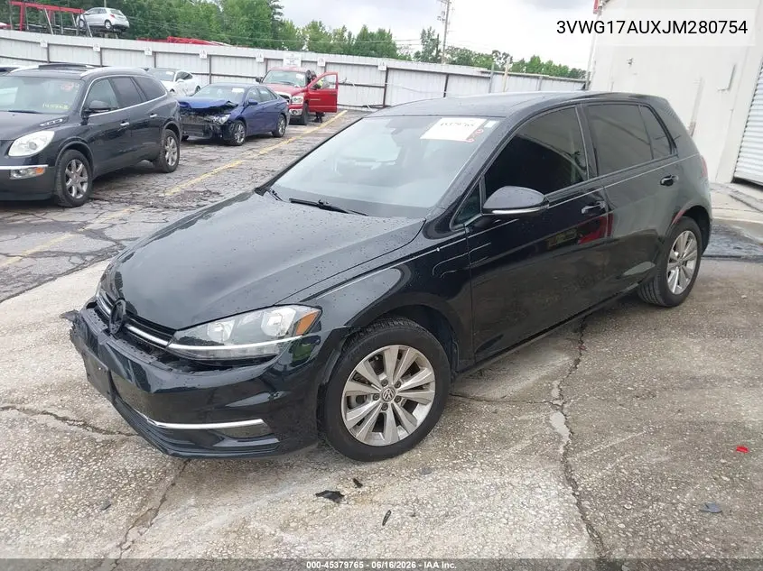 2018 Volkswagen Golf Tsi S/Tsi Se VIN: 3VWG17AUXJM280754 Lot: 45379765