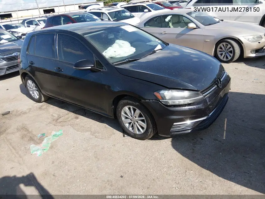 2018 Volkswagen Golf Tsi S/Tsi Se VIN: 3VWG17AU1JM278150 Lot: 45534202