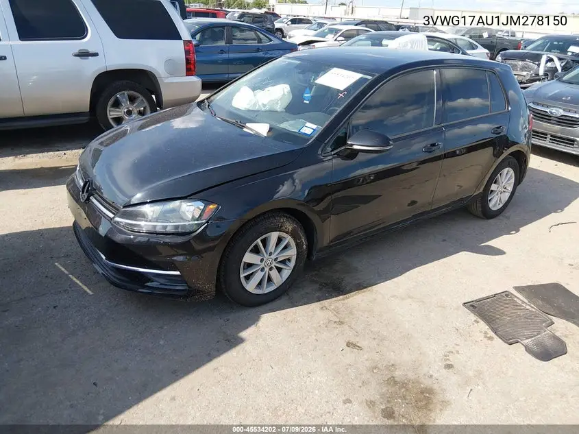 2018 Volkswagen Golf Tsi S/Tsi Se VIN: 3VWG17AU1JM278150 Lot: 45534202