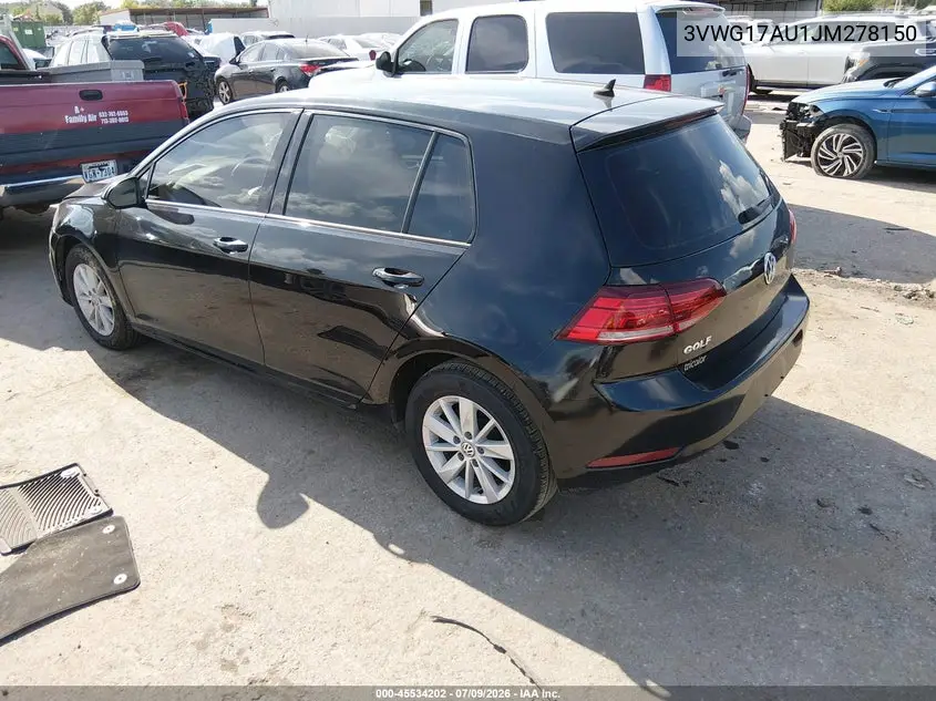 2018 Volkswagen Golf Tsi S/Tsi Se VIN: 3VWG17AU1JM278150 Lot: 45534202