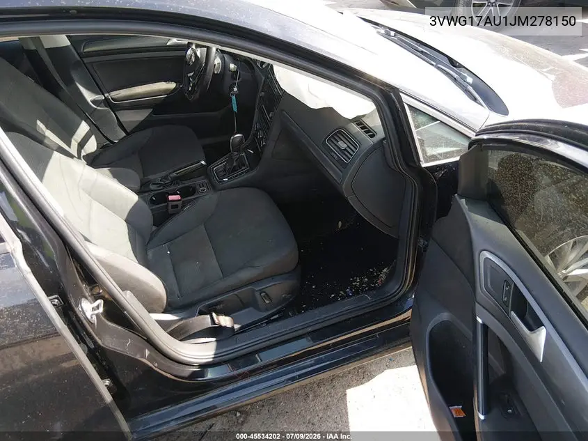2018 Volkswagen Golf Tsi S/Tsi Se VIN: 3VWG17AU1JM278150 Lot: 45534202