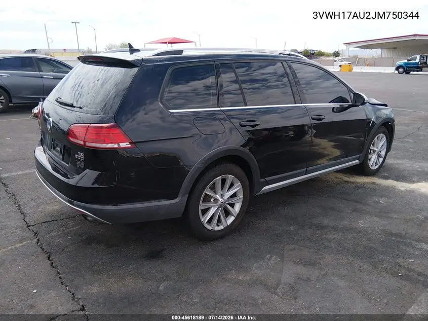 2018 Volkswagen Golf Alltrack Tsi S/Tsi Se/Tsi Sel VIN: 3VWH17AU2JM750344 Lot: 45618189