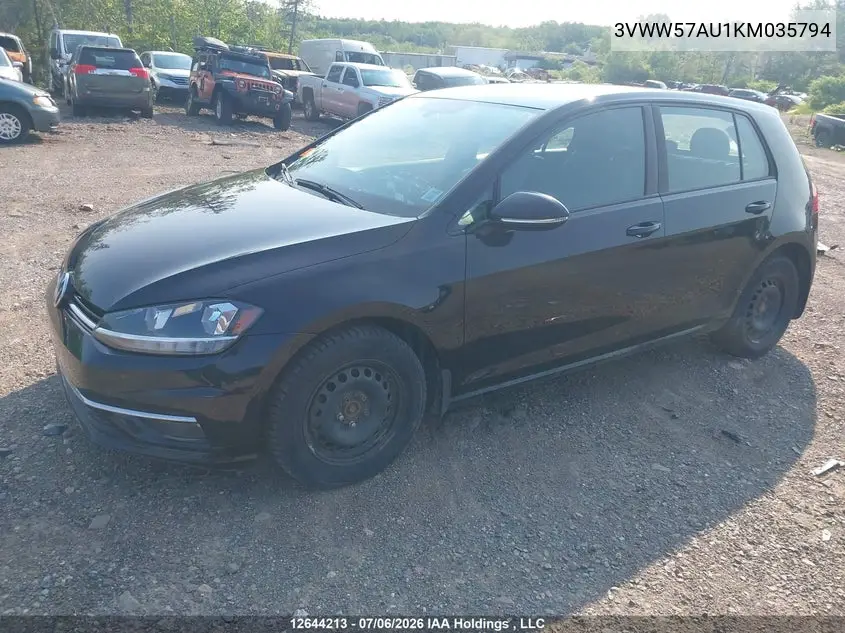 2019 Volkswagen Golf 1.4 Tsi Comfortline/1.4 Tsi Execline/1.4 Tsi Highline VIN: 3VWW57AU1KM035794 Lot: 12644213X
