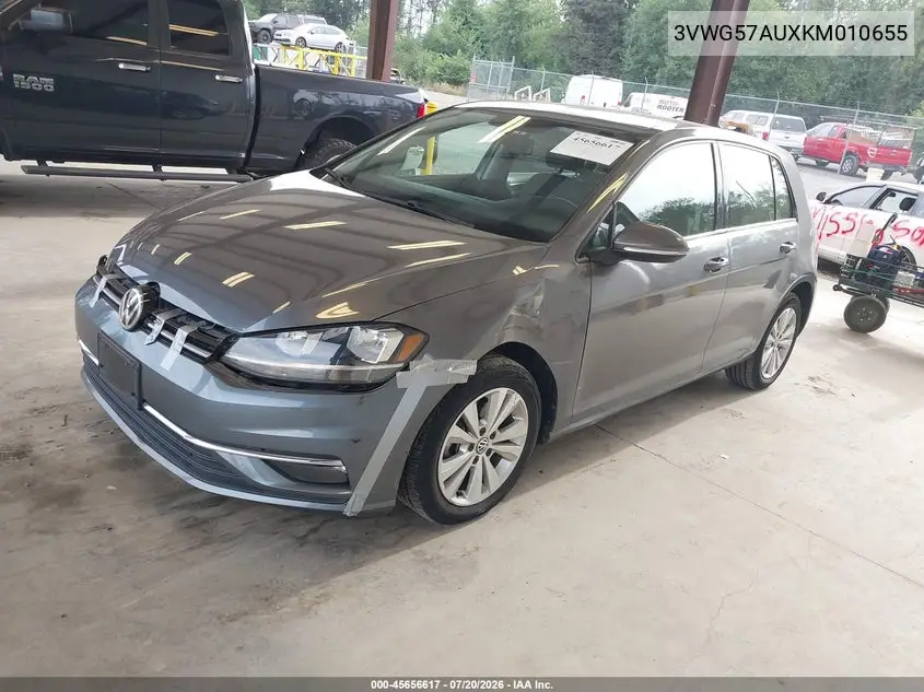 2019 Volkswagen Golf 1.4T S/1.4T Se VIN: 3VWG57AUXKM010655 Lot: 45656617