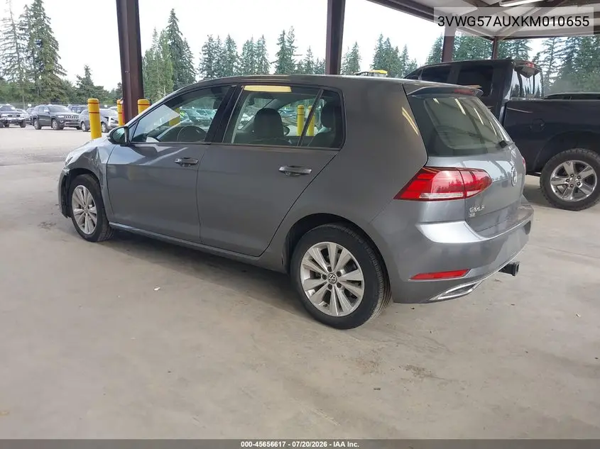 2019 Volkswagen Golf 1.4T S/1.4T Se VIN: 3VWG57AUXKM010655 Lot: 45656617