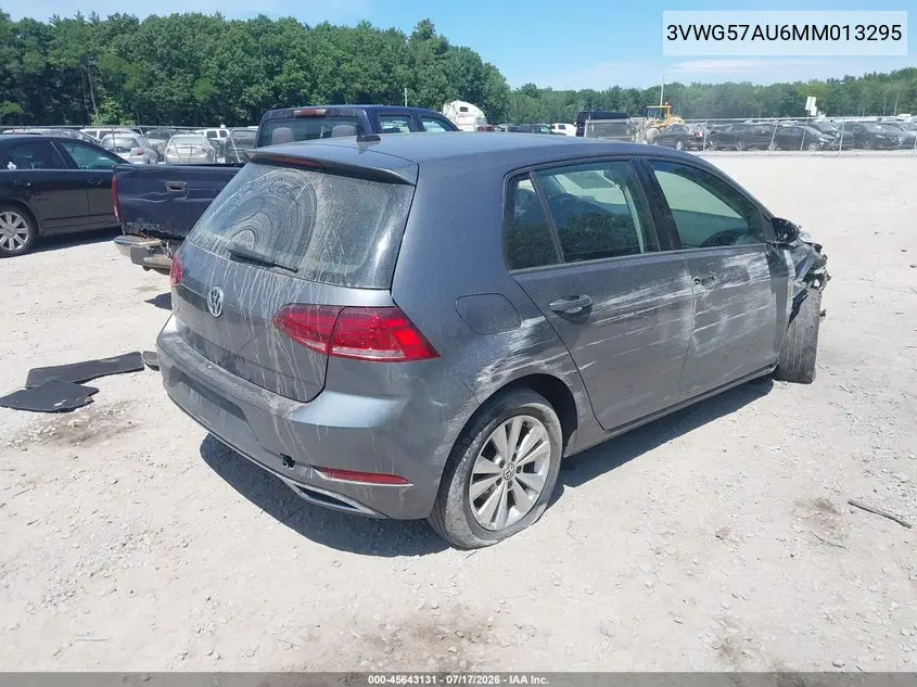 2021 Volkswagen Golf 1.4T Tsi VIN: 3VWG57AU6MM013295 Lot: 45643131