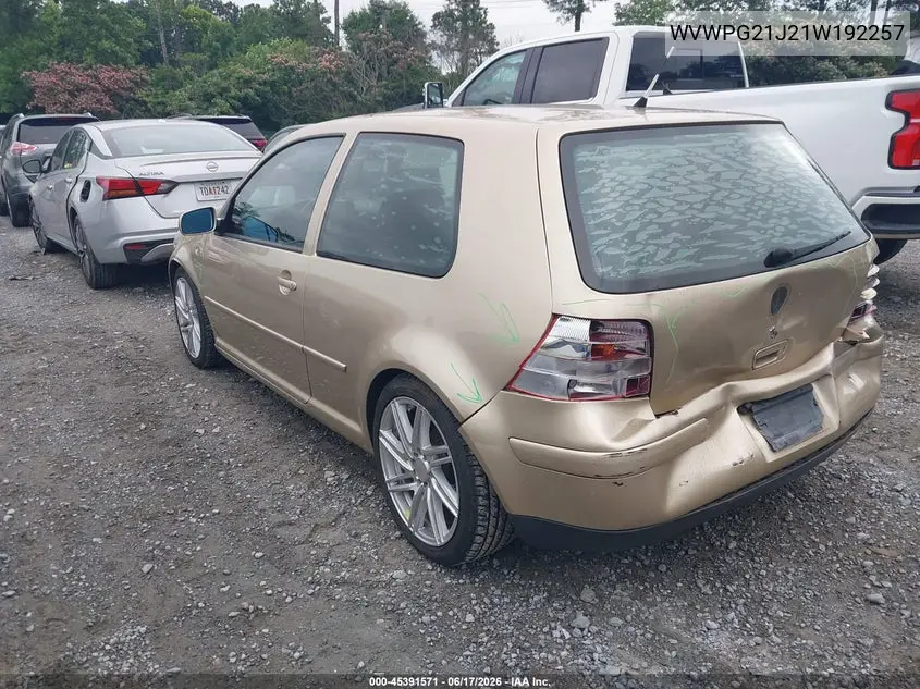 2001 Volkswagen Gti Glx VIN: WVWPG21J21W192257 Lot: 45391571