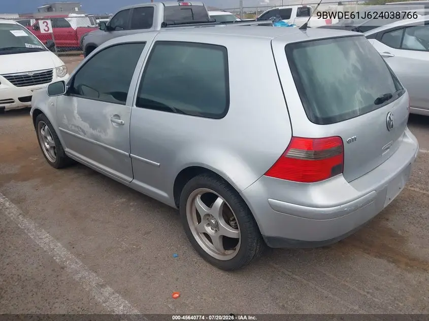 2002 Volkswagen Gti 1.8L VIN: 9BWDE61J624038766 Lot: 45640774