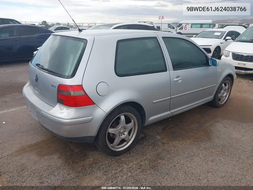 2002 Volkswagen Gti 1.8L VIN: 9BWDE61J624038766 Lot: 45640774