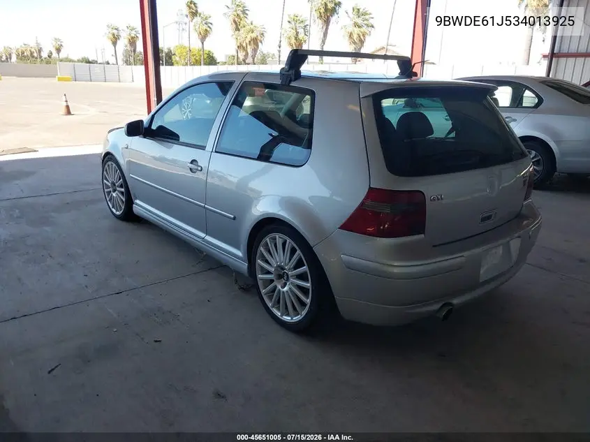2003 Volkswagen Gti 1.8T VIN: 9BWDE61J534013925 Lot: 45651005