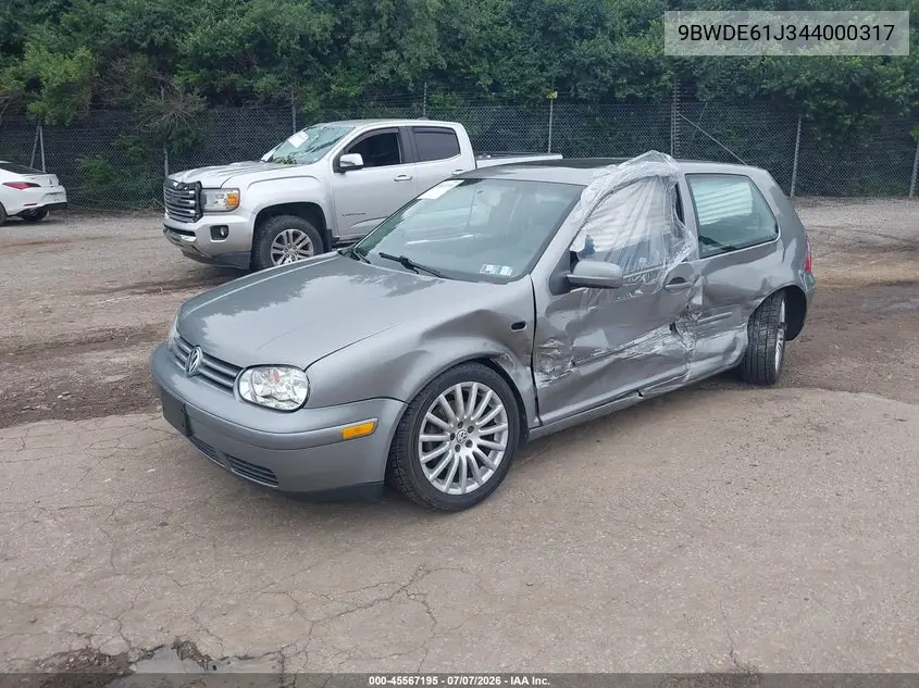 2004 Volkswagen Gti 1.8T VIN: 9BWDE61J344000317 Lot: 45567195