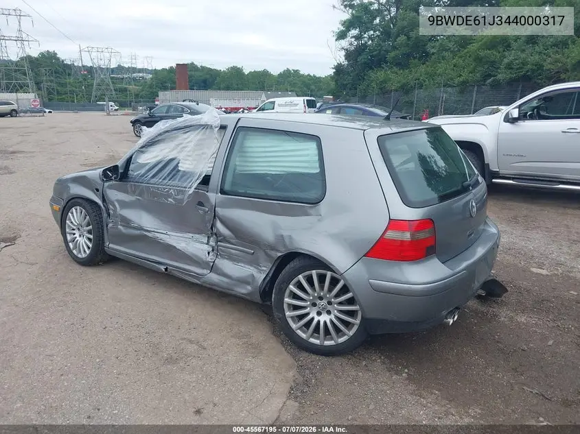 2004 Volkswagen Gti 1.8T VIN: 9BWDE61J344000317 Lot: 45567195