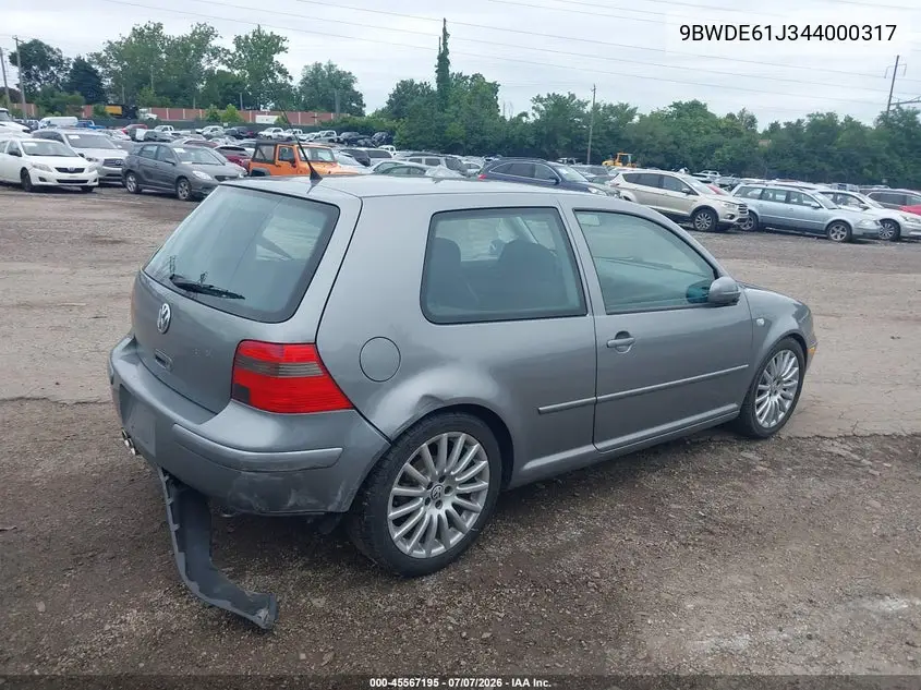 2004 Volkswagen Gti 1.8T VIN: 9BWDE61J344000317 Lot: 45567195