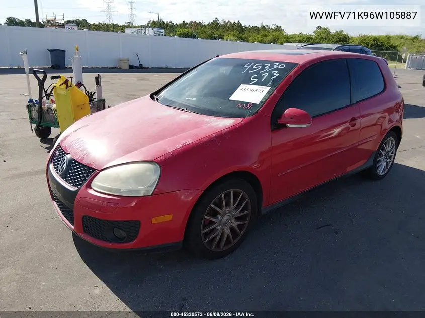 2006 Volkswagen Gti 2-Door VIN: WVWFV71K96W105887 Lot: 45330573