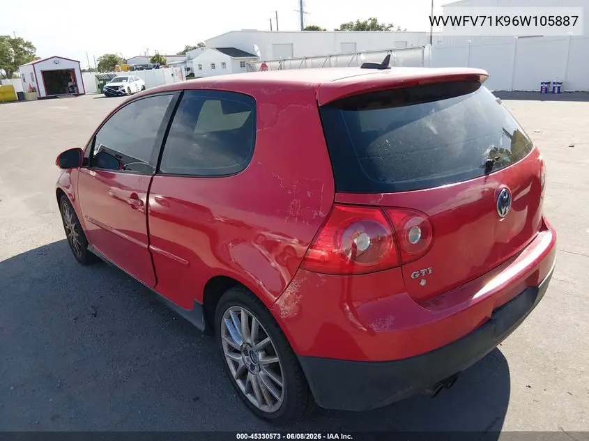 2006 Volkswagen Gti 2-Door VIN: WVWFV71K96W105887 Lot: 45330573