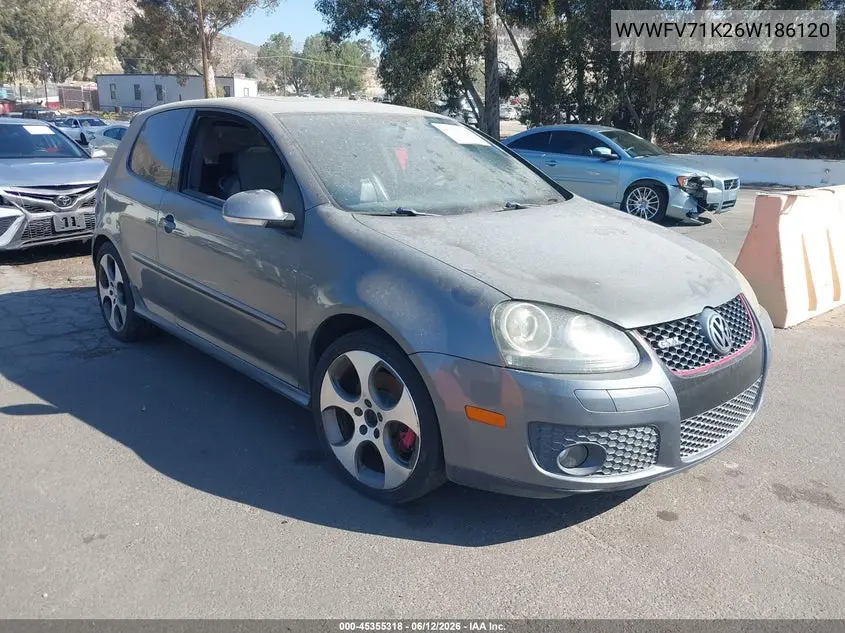 2006 Volkswagen Gti 2-Door VIN: WVWFV71K26W186120 Lot: 45355318