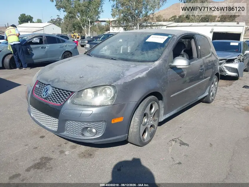 2006 Volkswagen Gti 2-Door VIN: WVWFV71K26W186120 Lot: 45355318