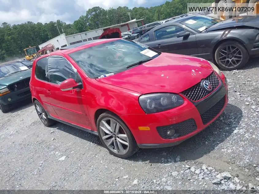 2006 Volkswagen Gti 2-Door VIN: WVWFV71K86W107209 Lot: 45634675