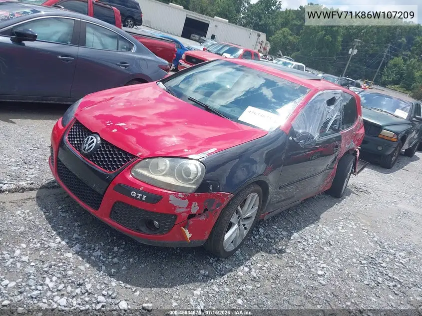2006 Volkswagen Gti 2-Door VIN: WVWFV71K86W107209 Lot: 45634675