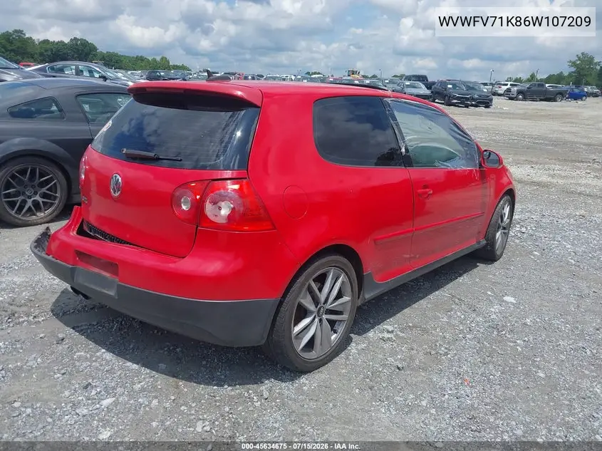 2006 Volkswagen Gti 2-Door VIN: WVWFV71K86W107209 Lot: 45634675